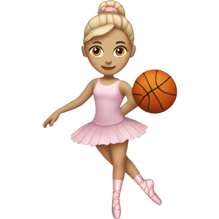 white skin ballerina with a basketball in her hands emoji