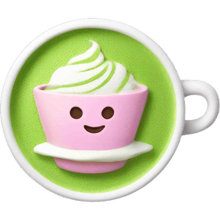 Aesthetic matcha latte in pink cup emoji