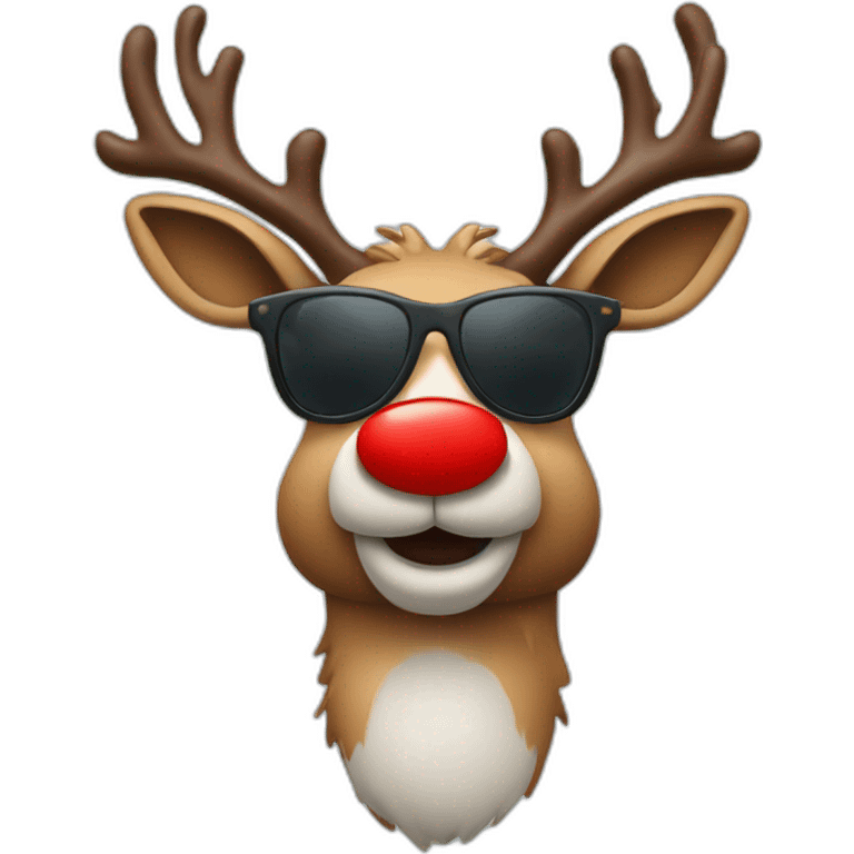 Red nose reindeer with sunglasses emoji