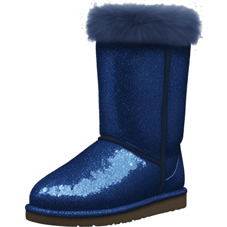 Realistic navy blue Sparkle glitter and fur Ugg boots. emoji