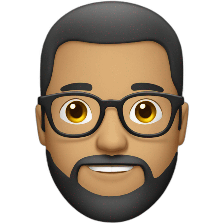 Bald latino 30 somethings with round glasses and beard emoji