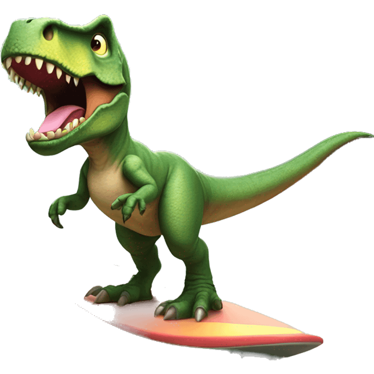 T-Rex wearing a tutu on a surf board emoji