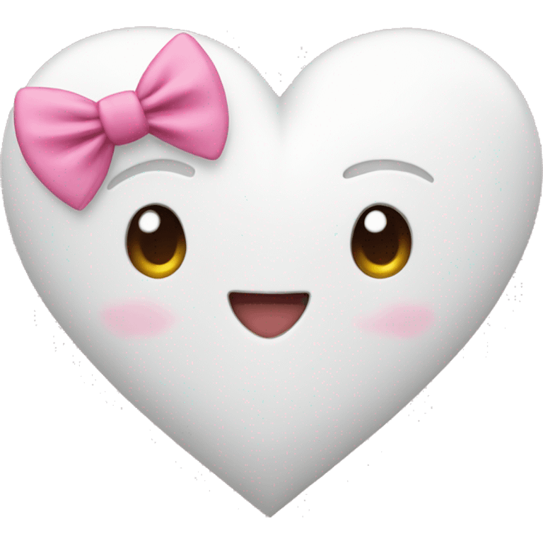 White heart with pink bow  emoji