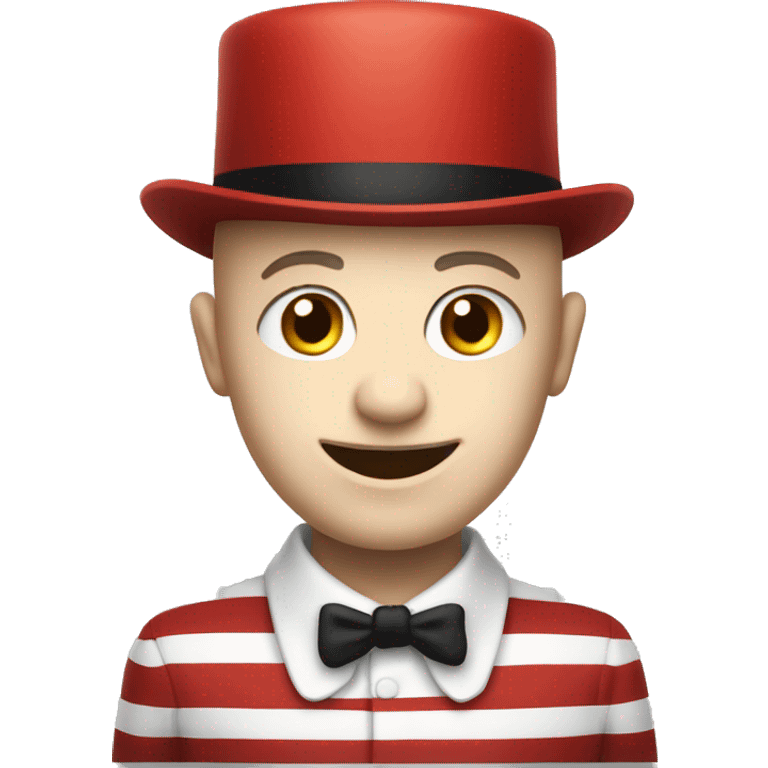 bald boy with eerie smile and striped red and white top hat  emoji