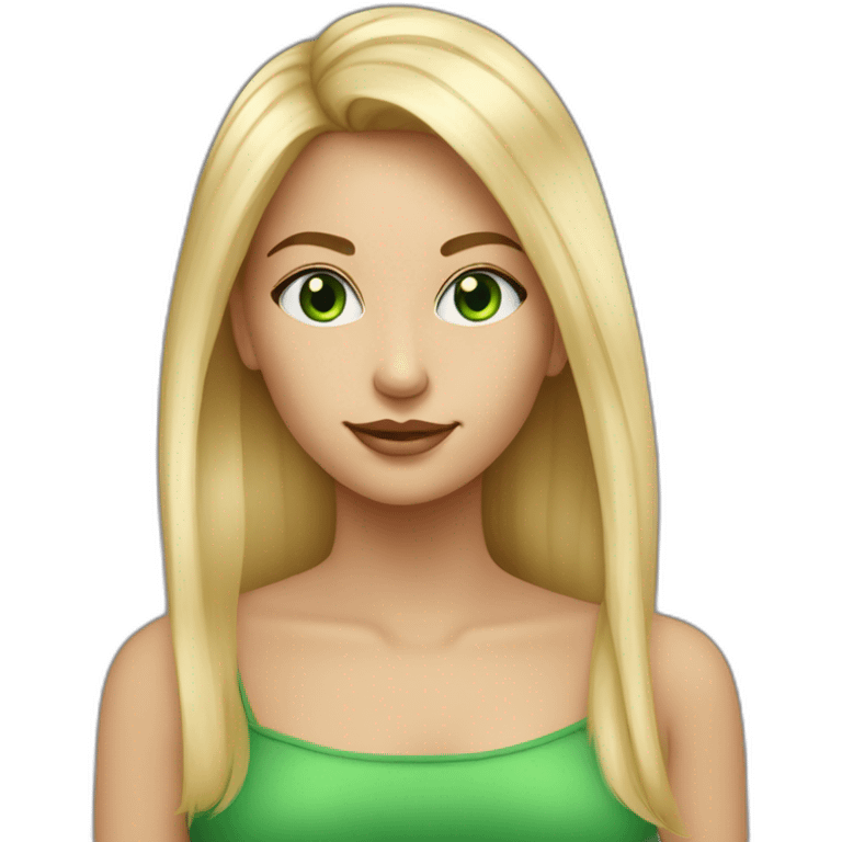 Femme blonde avec les yeux vert cheveux un peux long lisse emoji