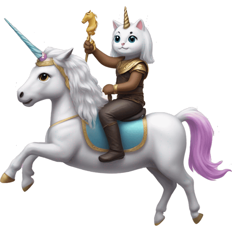 Kitty riding a unicorn emoji