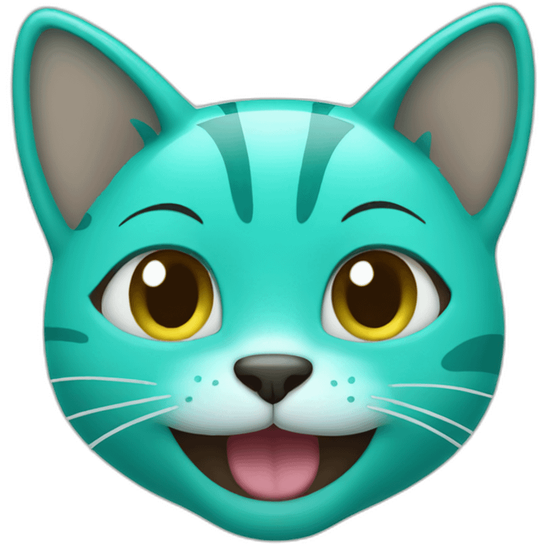 Turquoise cat smile emoji