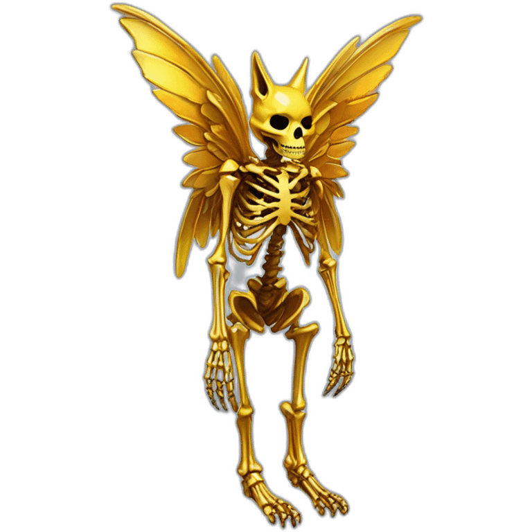 Melting Neon and gold Zombie skeleton fox with wings and prosthetic leg  emoji