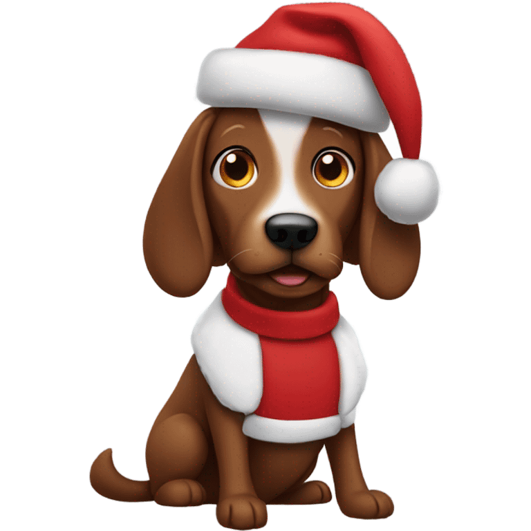 Brown dog in Santa suit emoji