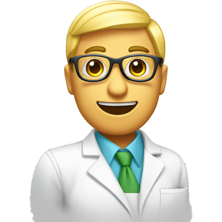 farmaceutica rubia con lentes bailando emoji