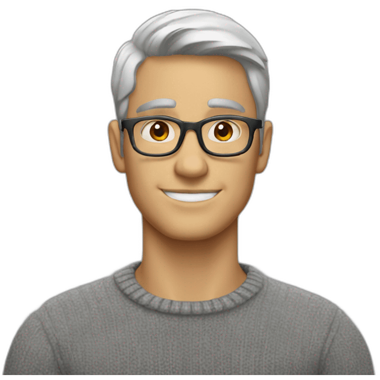 White Nerd with gray turtleneck and glass  emoji