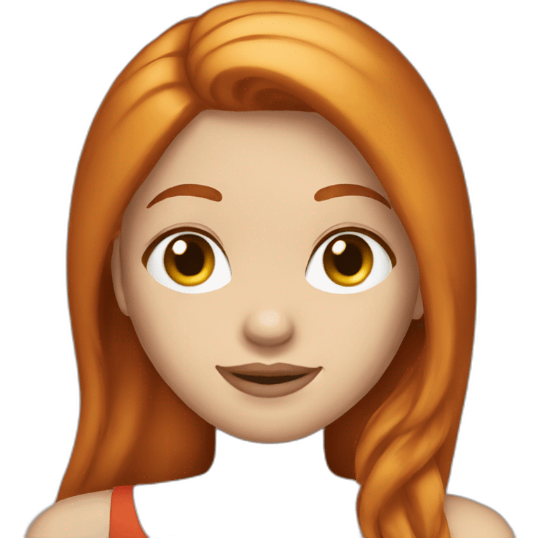 redhead white woman medium long straight hair, in love emoji