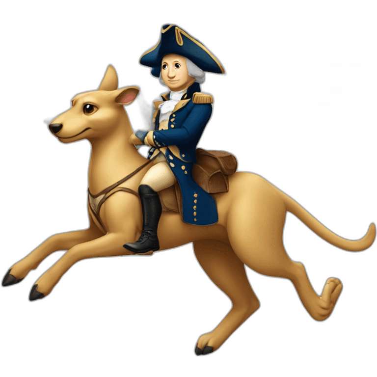 George Washington riding a kangroo with wings emoji