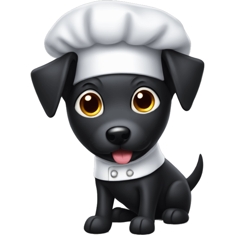 Black dog pointy ears with chef hat emoji