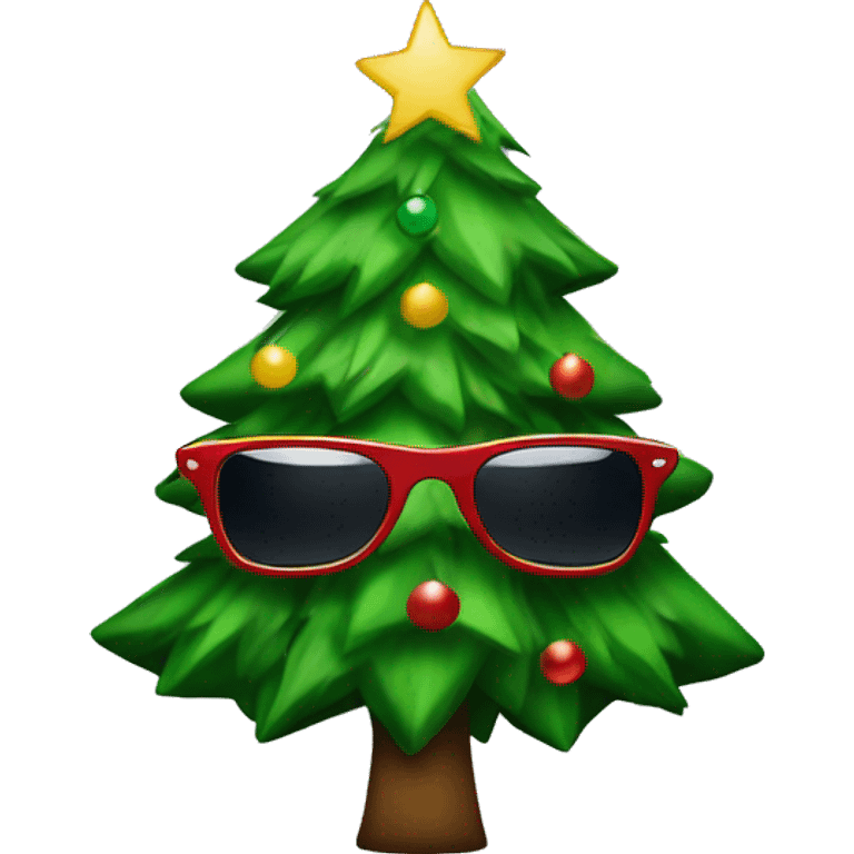 A Christmas tree with sunglasses  emoji