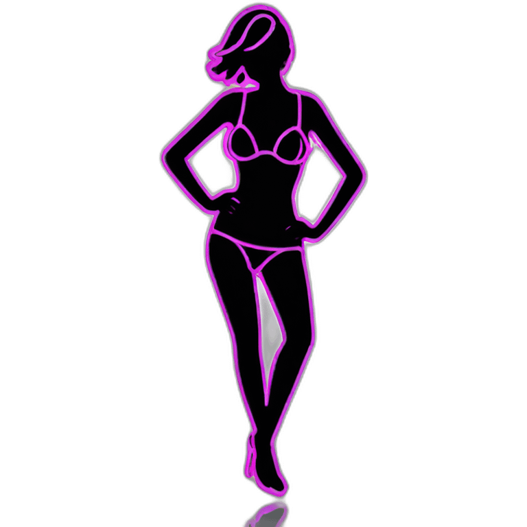 Sexy silhouette non-gender lingerie model neon sign emoji