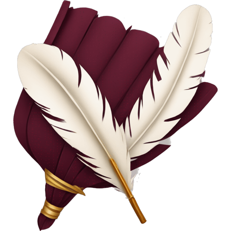 a feather quill and an open maroon SCROLL emoji