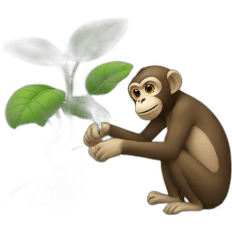 Monkey waters the plants emoji