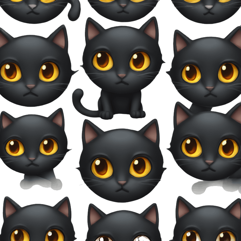 Black cat orange eyes emoji