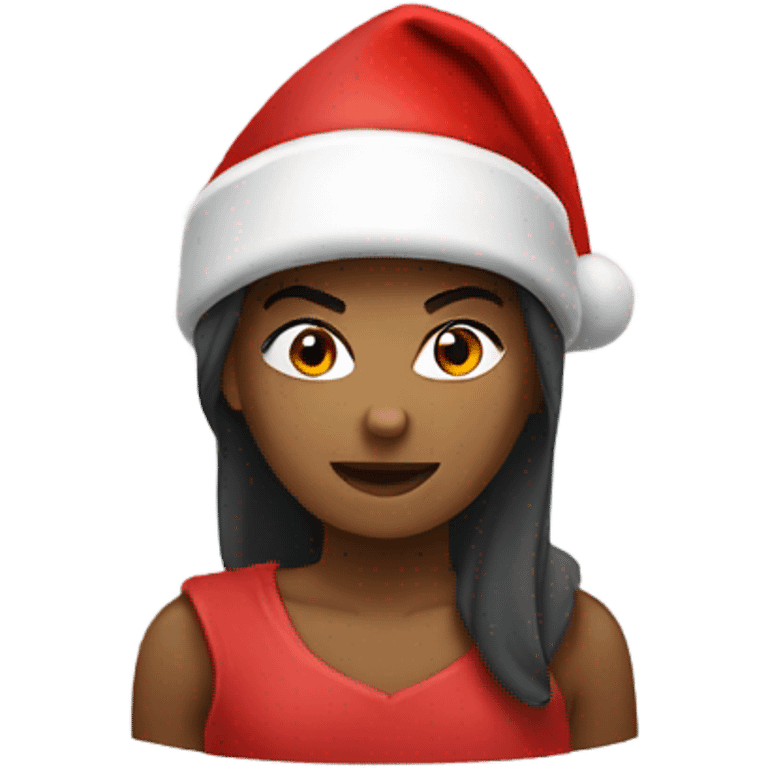 spartan female wearing red santa hat emoji