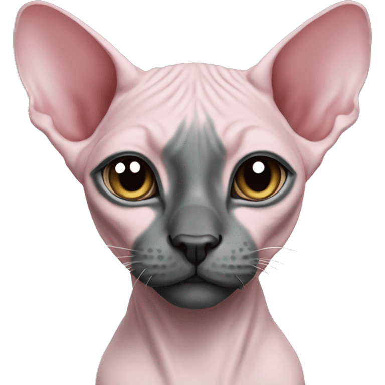 Pink with grey sphynx cat blue eyes and black nose  emoji