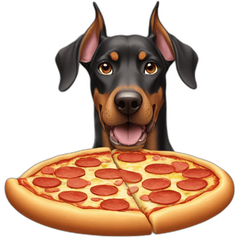 Doberman eating pizza emoji