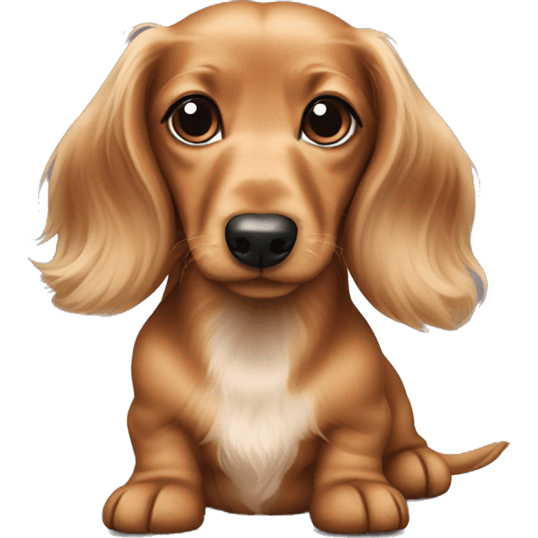 Puppy face cream long haired dachshund  emoji