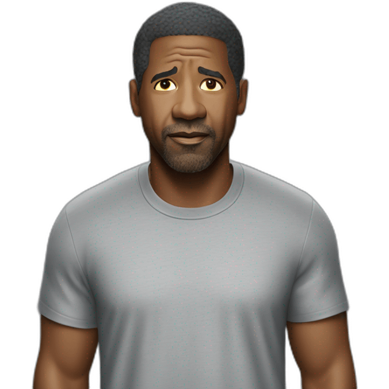 actor Denzel Washington wearing t-shirt emoji