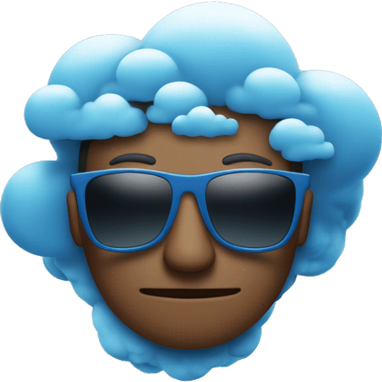 A blue cloud is wearing sunglasses and the views must be keyframe emoji