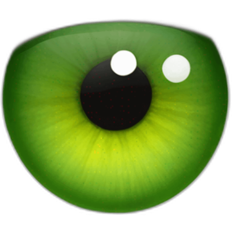 green eye with robotic lawnmower in pupils reflection emoji