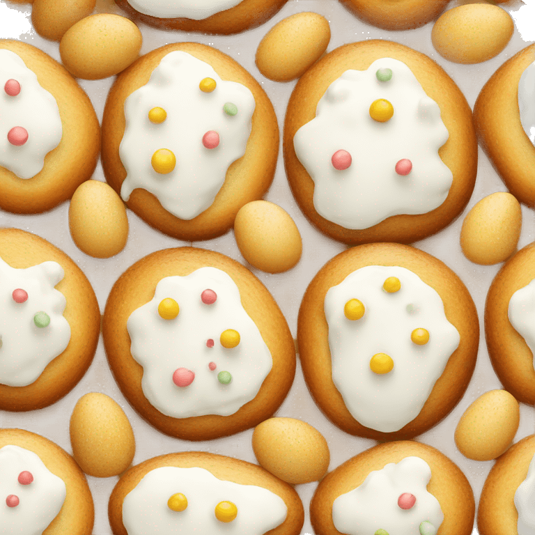 easter bread with white topping and sprincles emoji