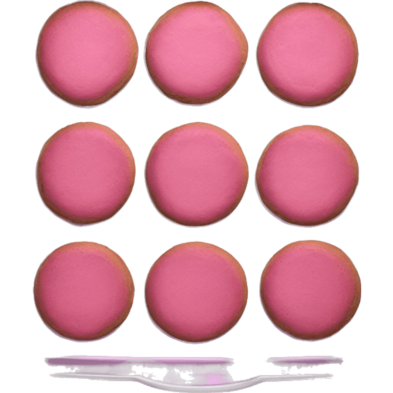 Realistic small isolated metallic pink baking pan with pink cookies inside.  emoji