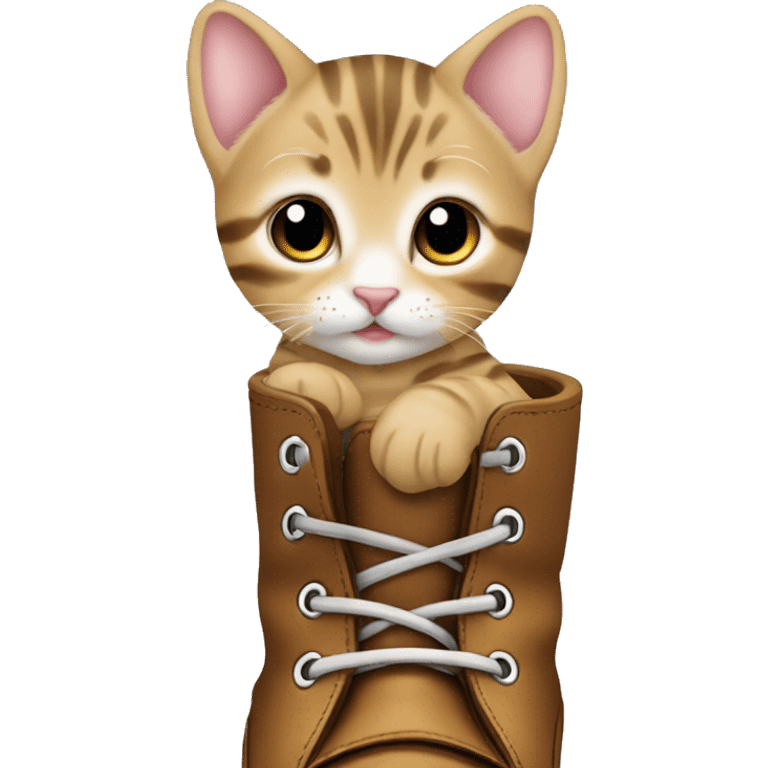 a baby tabby cat in a boot emoji