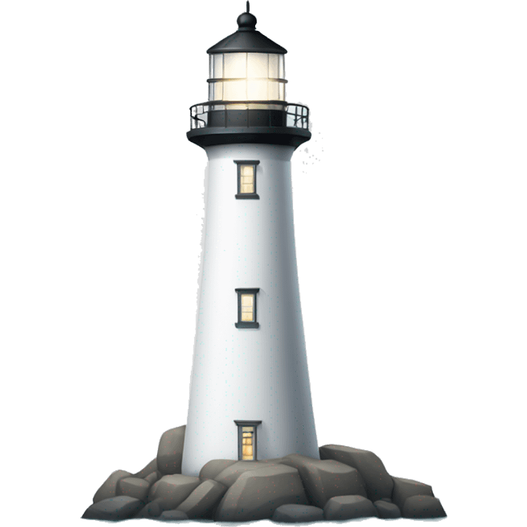 white lighthouse with light beam emoji