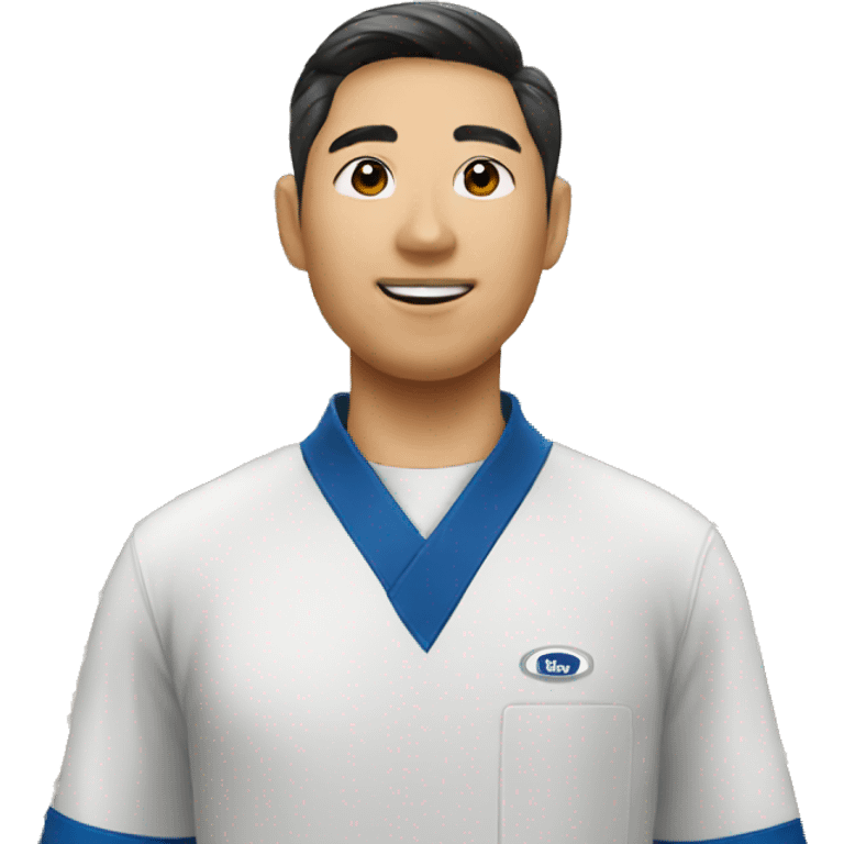 korean man in kroger uniform standing  emoji