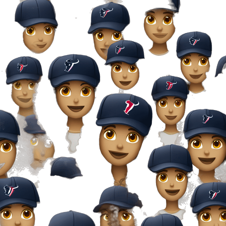 HOUSTON TEXANS baseball hat woman with long curly hair  emoji