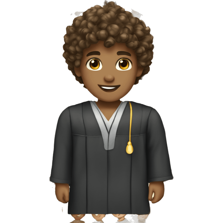 graduation boy brown curly hair with brown eyes and light/medium olive tone skin  emoji