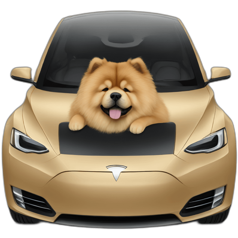 chow chow in a tesla car black emoji