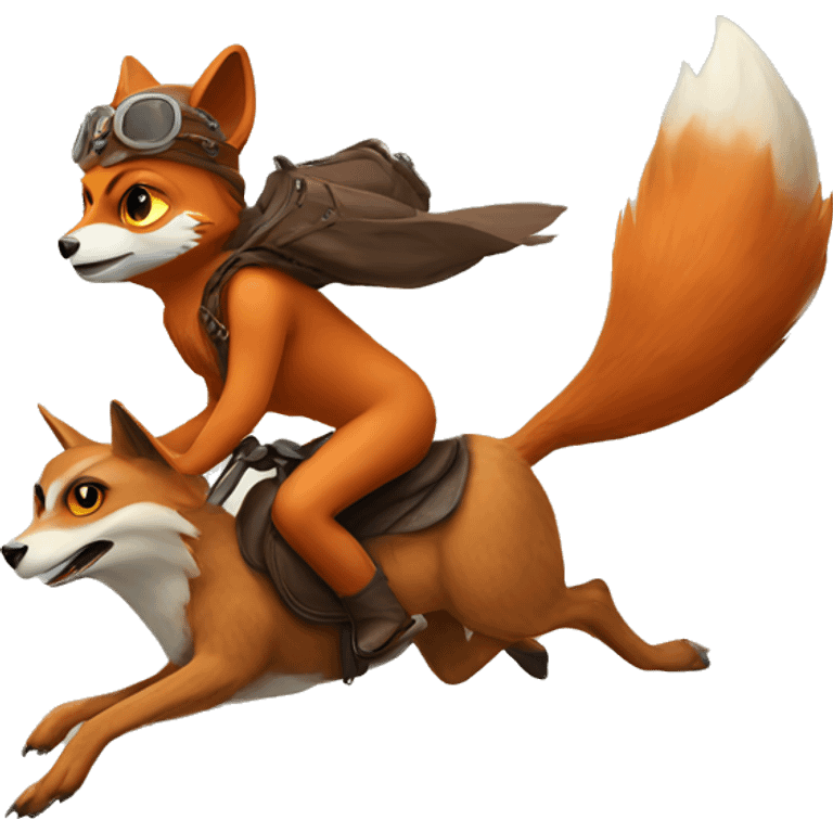 Owl riding fox emoji