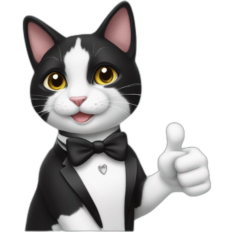 Tuxedo cat thumbs up emoji