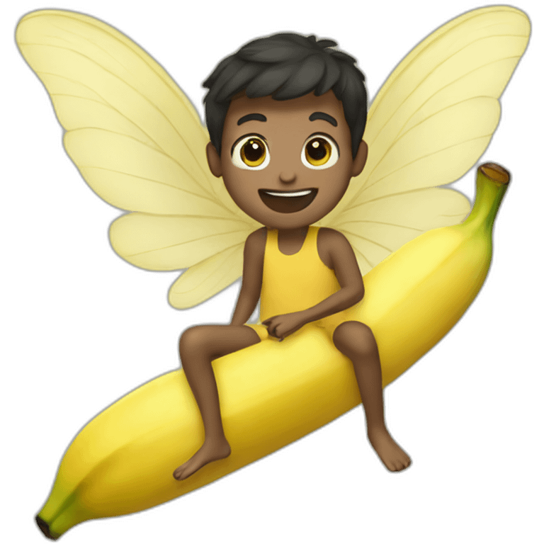 Boy fly with banana emoji