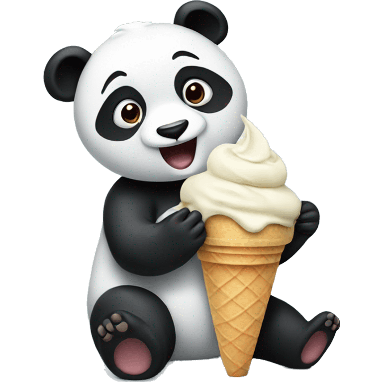 Panda eating ice cream emoji