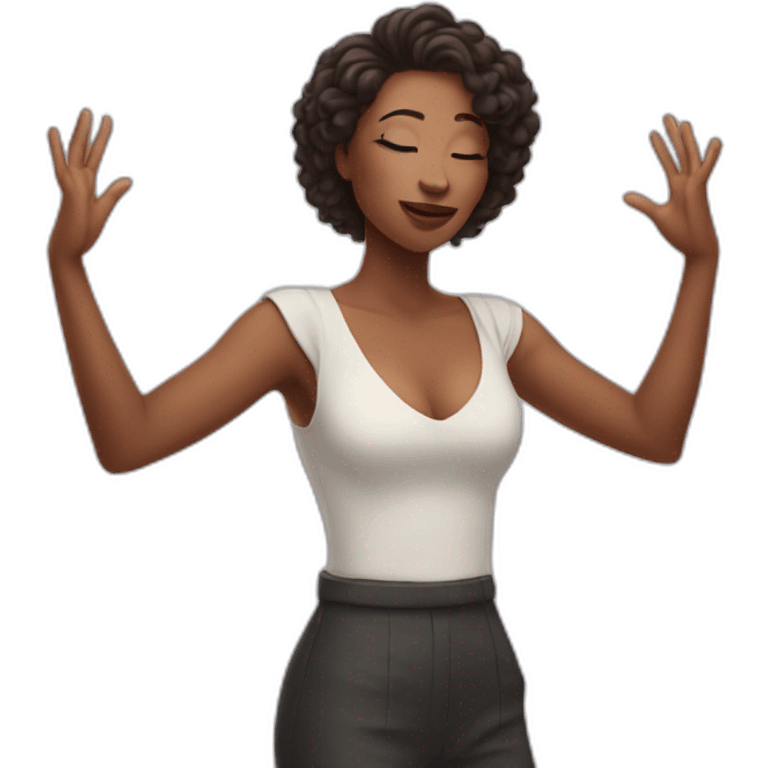 woman holding her arms out blowing a kiss emoji