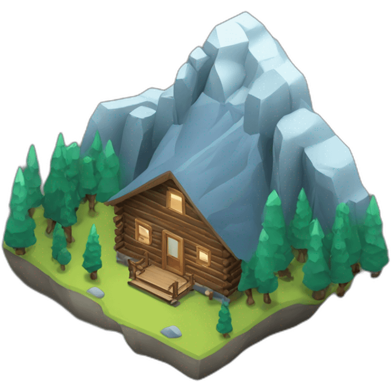 3d-isometric-Mountain-Cabin emoji