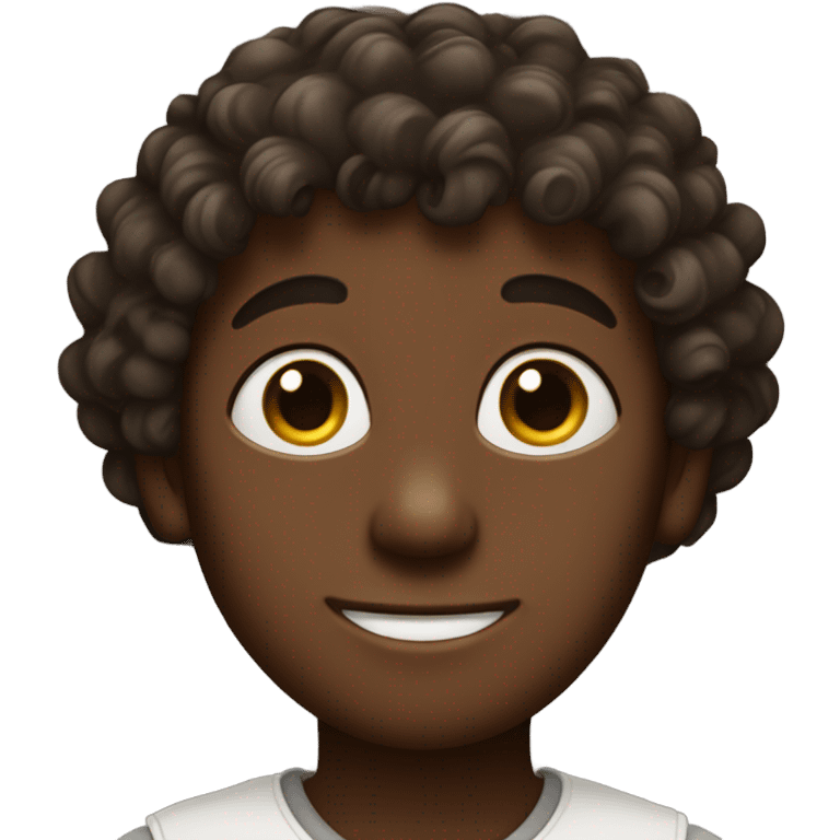 a boy with curly hairs, dark skinned and dimple on his chin emoji