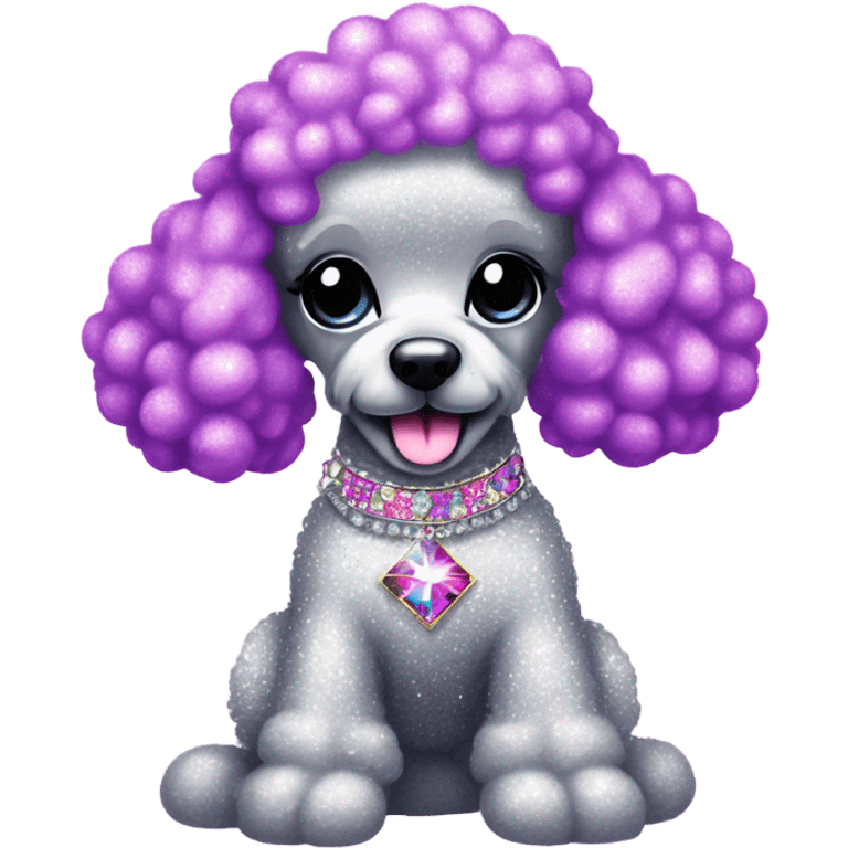 Lisa frank glitter poodle with diamonds   emoji