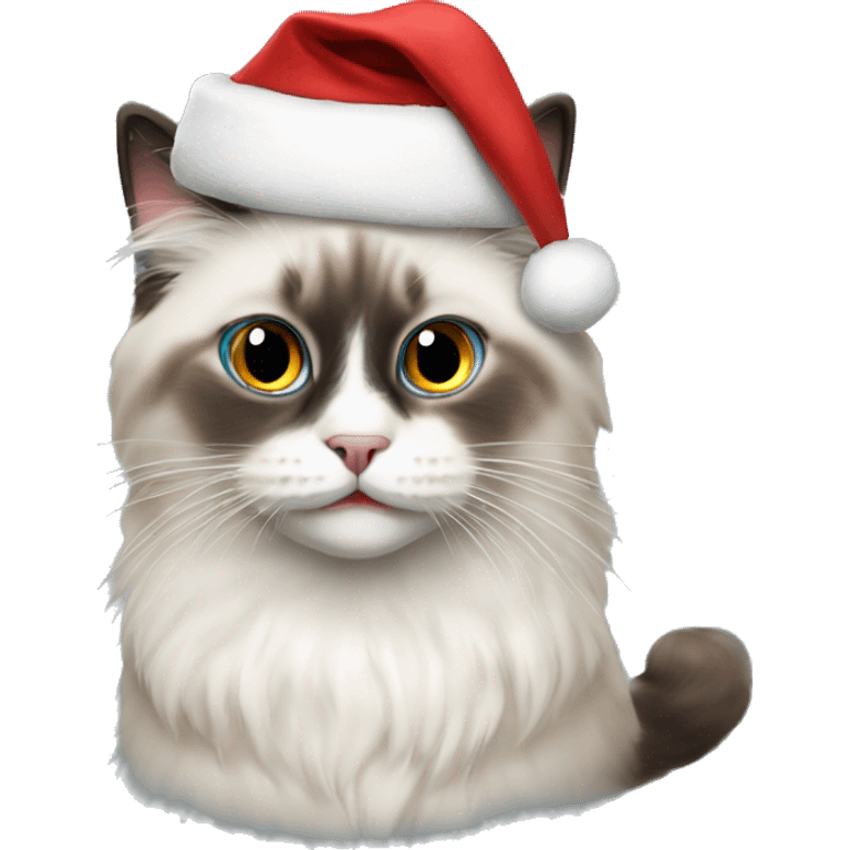 Ragdoll cat wearing a santa hat  emoji