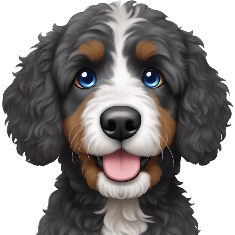 bernedoodle one blue eye emoji