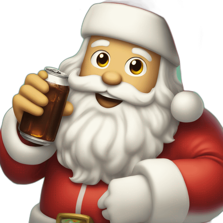 Santa Claus with a Coca Kola in his hand emoji