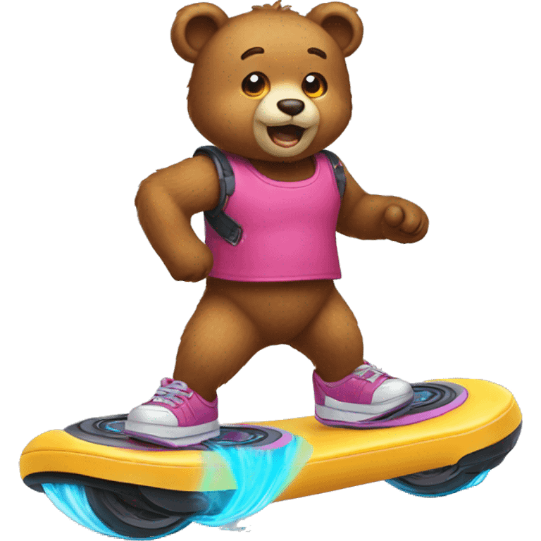 an emoji bear on hoverboard emoji